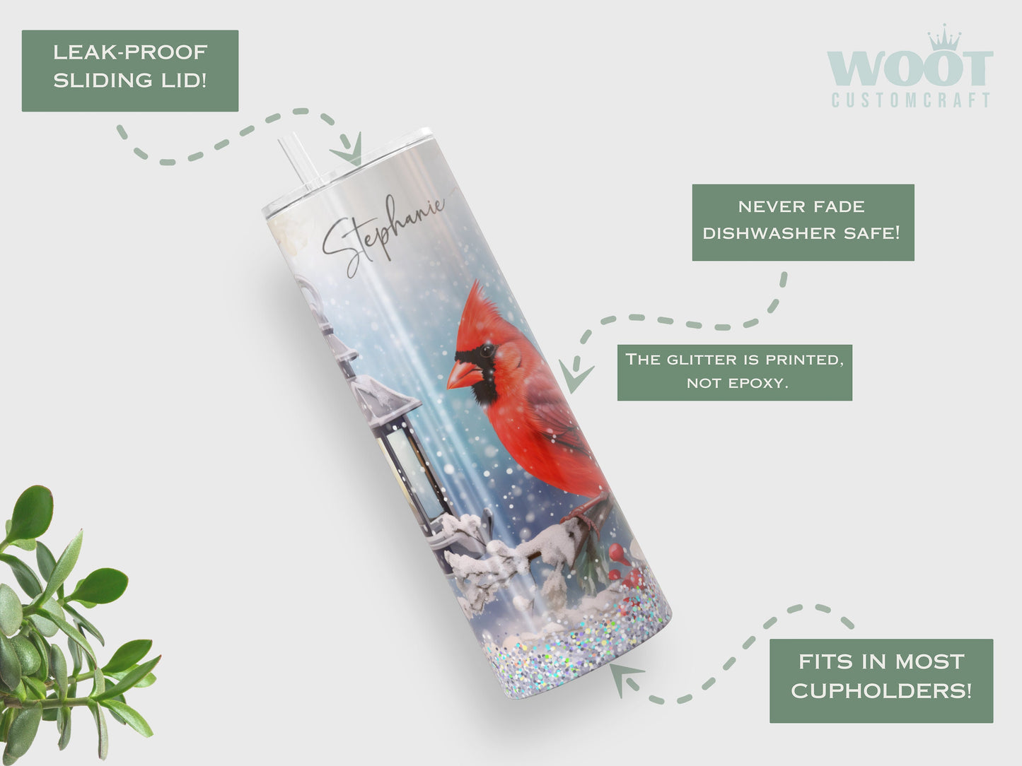 Personalized Cardinal Bird Tumbler - Gift for Cardinal Lovers and Winter