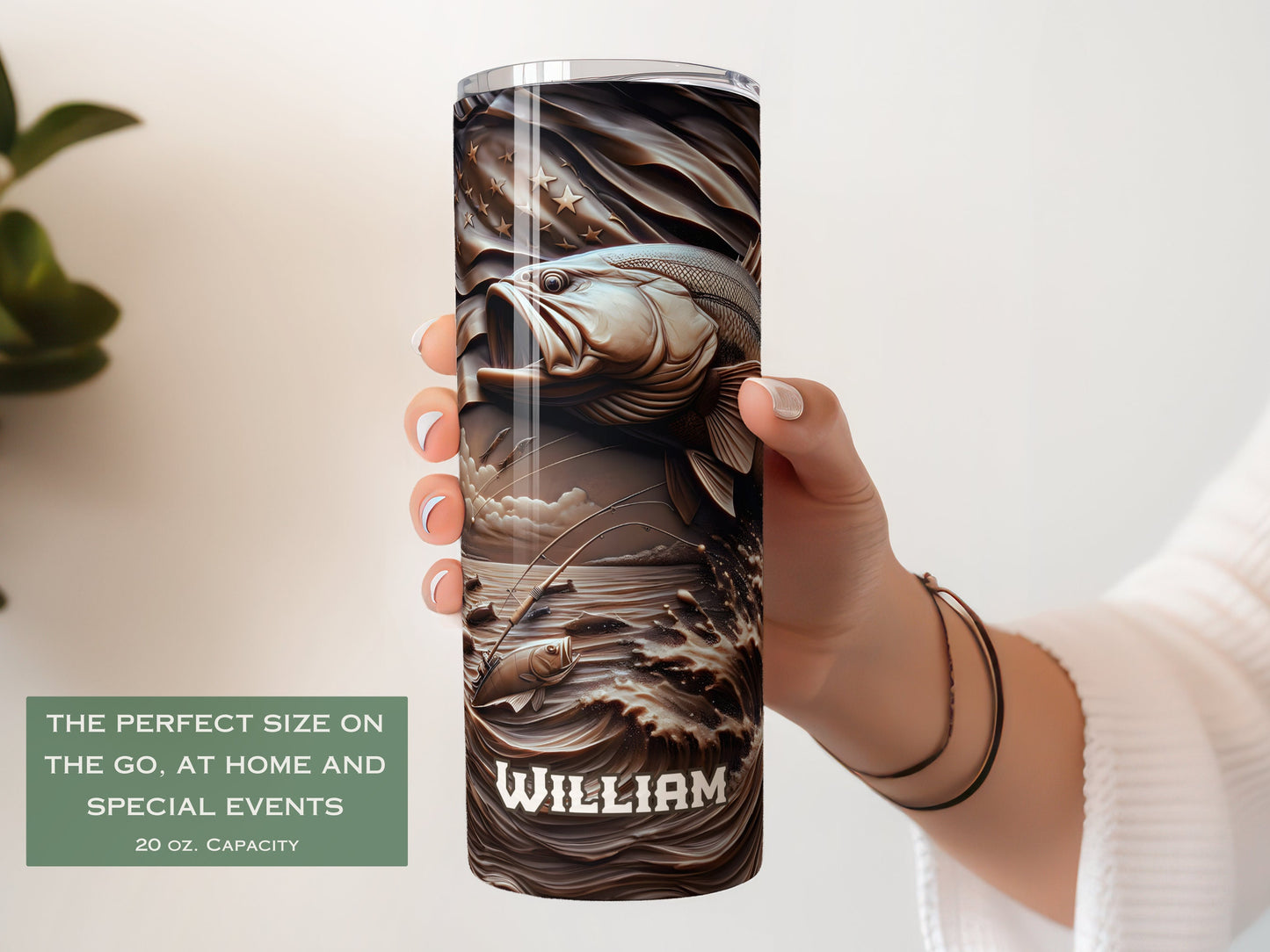 Personalized Bass Fishing Tumbler - Custom Gift for Fishermen & Bass Fishing Dads