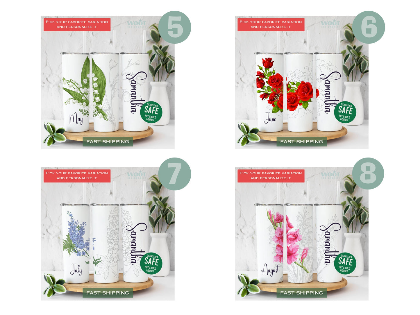Custom Birth Month Flower Tumbler - Floral Birthday or Bridesmaid Gift
