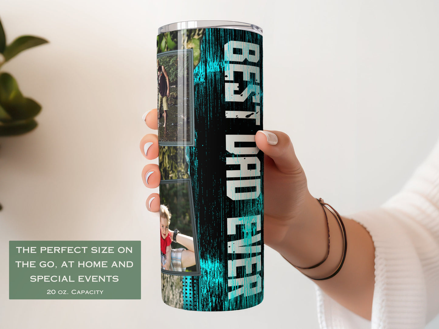Personalized Best Dad Ever Tumbler - Fathers Day Gift with Kids' Photos