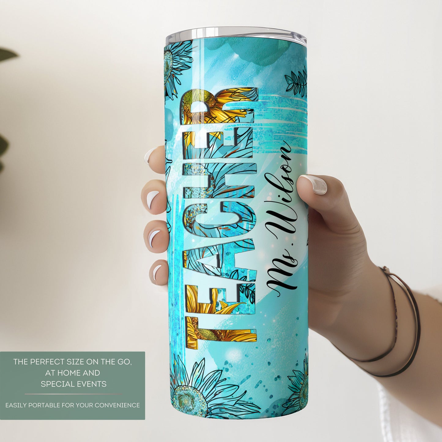 Custom Sunflower Teacher Tumbler - Back to School Appreciation Gift