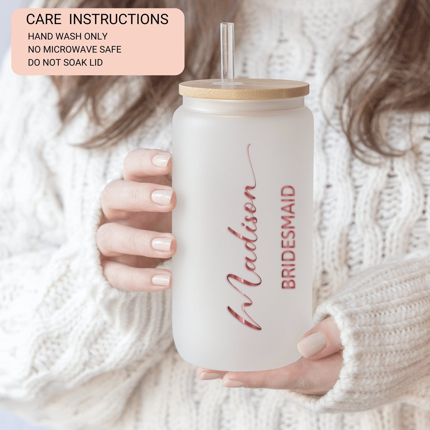 Personalized Bride Frosted Glass Tumbler - Bridesmaid Proposal Gift