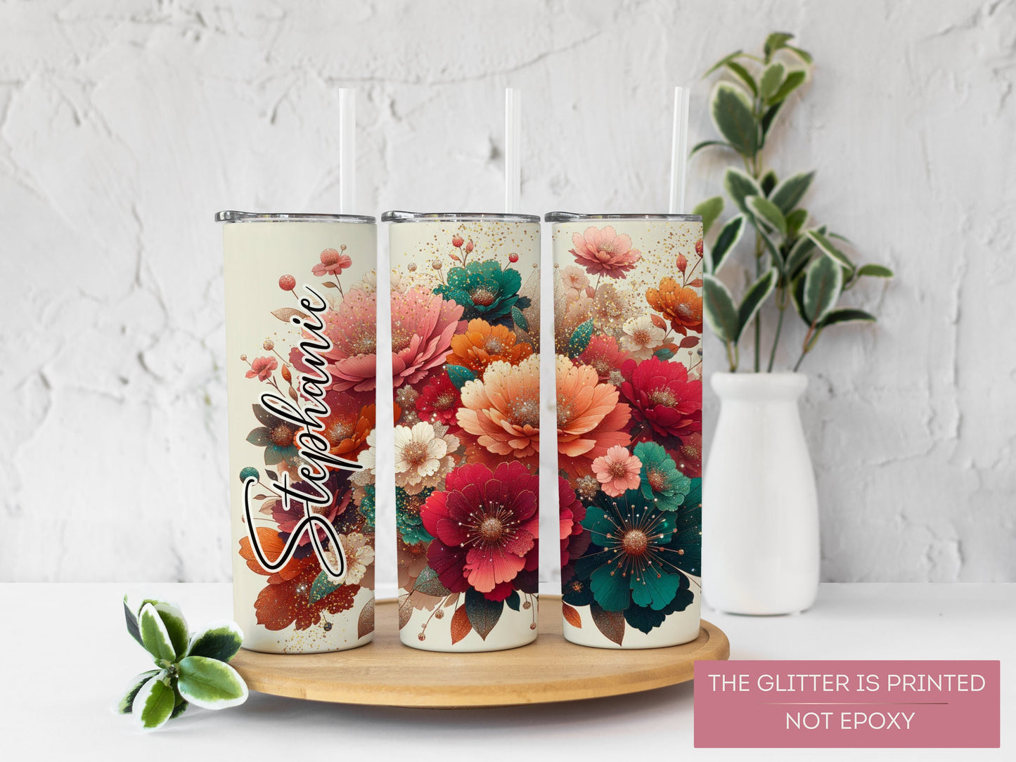 Personalized Dahlia Floral Tumbler - Custom Spring Drinkware for Moms