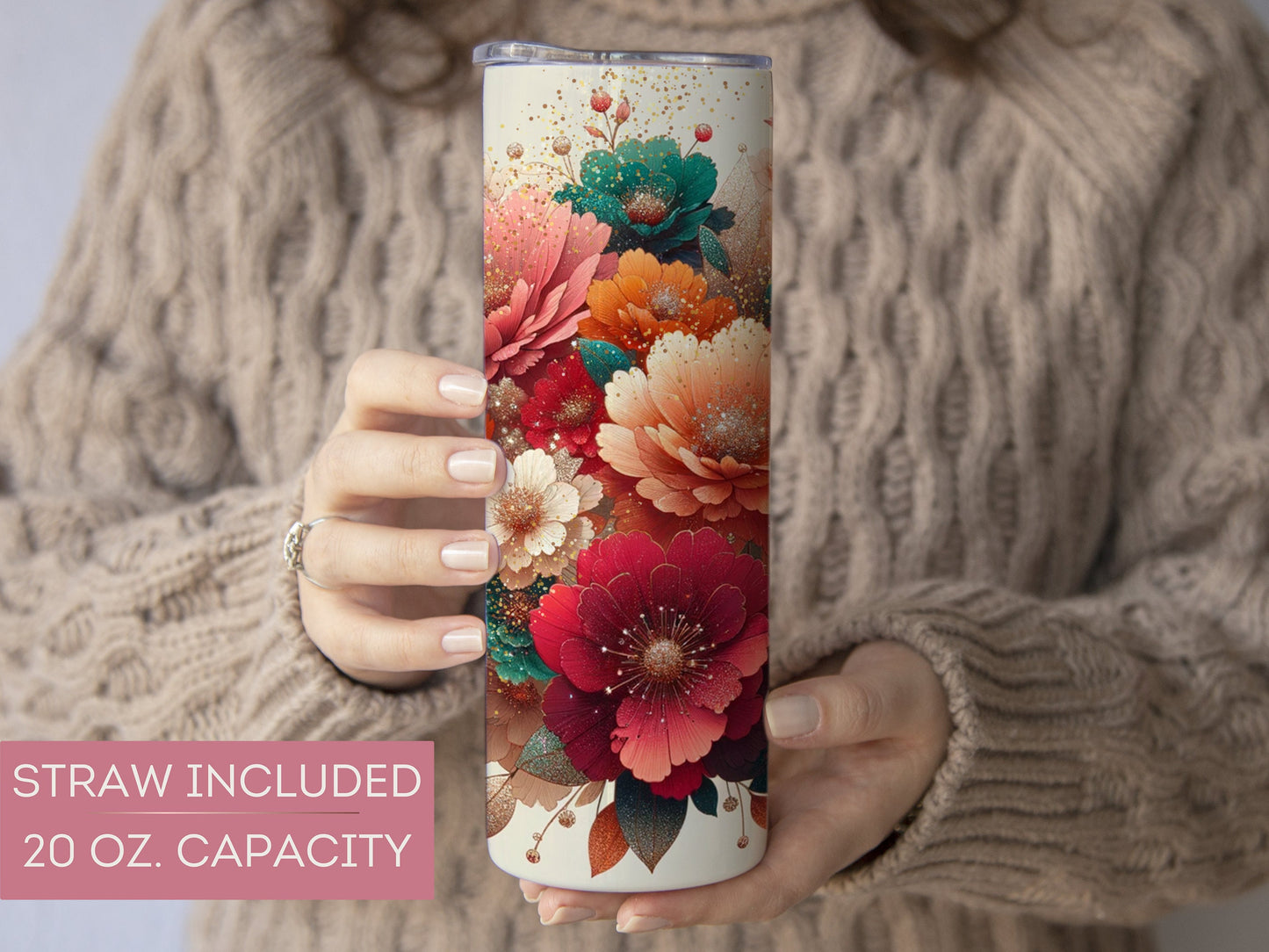 Personalized Dahlia Floral Tumbler - Custom Spring Drinkware for Moms