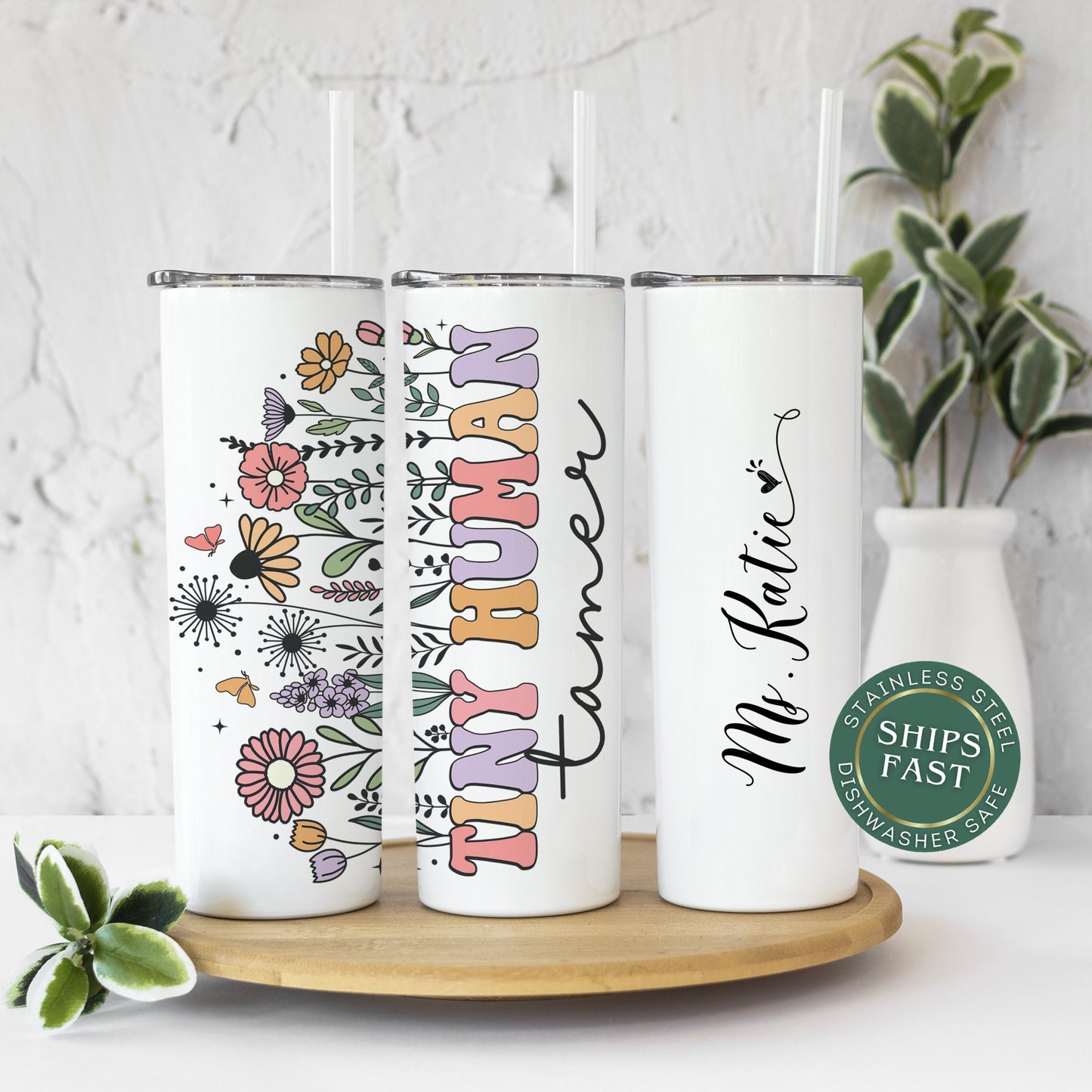 Personalized Tiny Human Tamer Tumbler - Custom Gift for Preschool Teachers