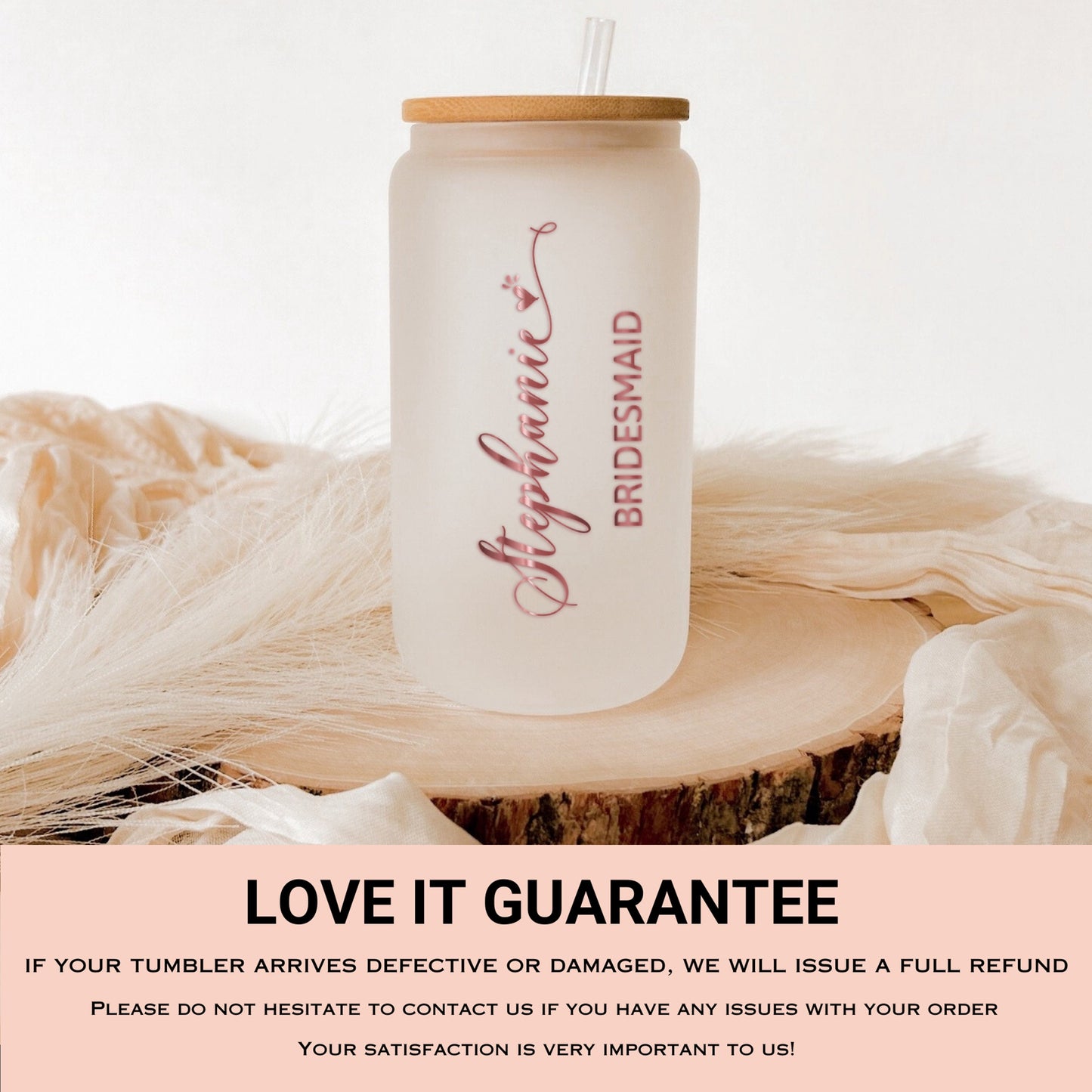 Personalized Bride Frosted Glass Tumbler - Bridesmaid Proposal Gift