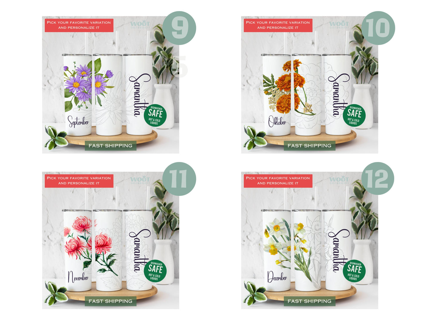 Custom Birth Month Flower Tumbler - Floral Birthday or Bridesmaid Gift
