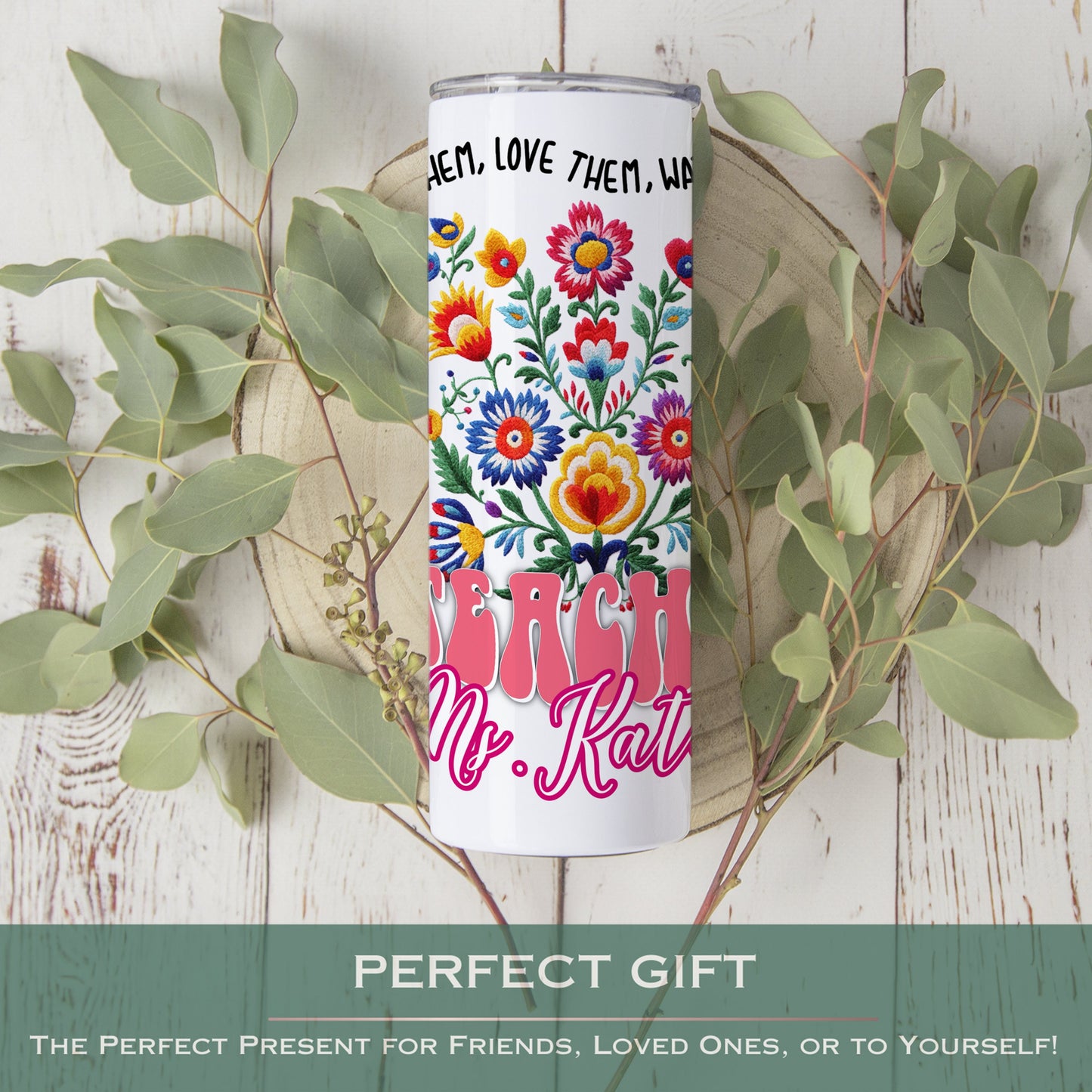 Personalized Wildflower Teacher Tumbler - Floral Gift for Teacher Appreciation