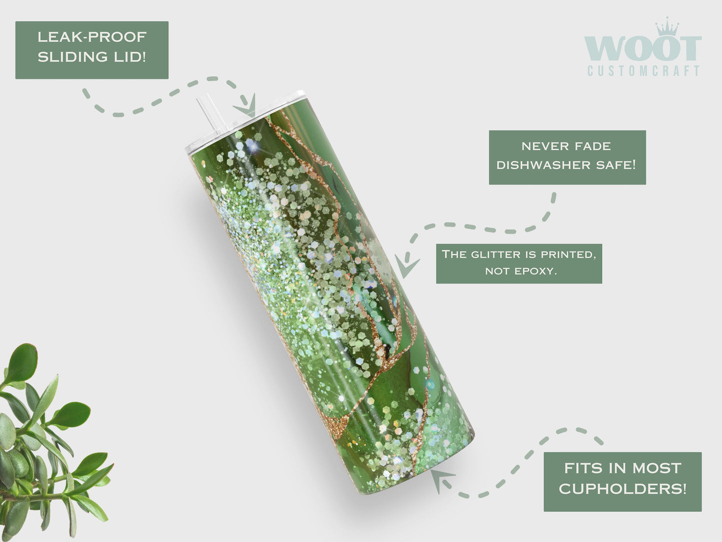 Personalized Green Agate Tumbler - Custom Name Gift for Her or Bridesmaid