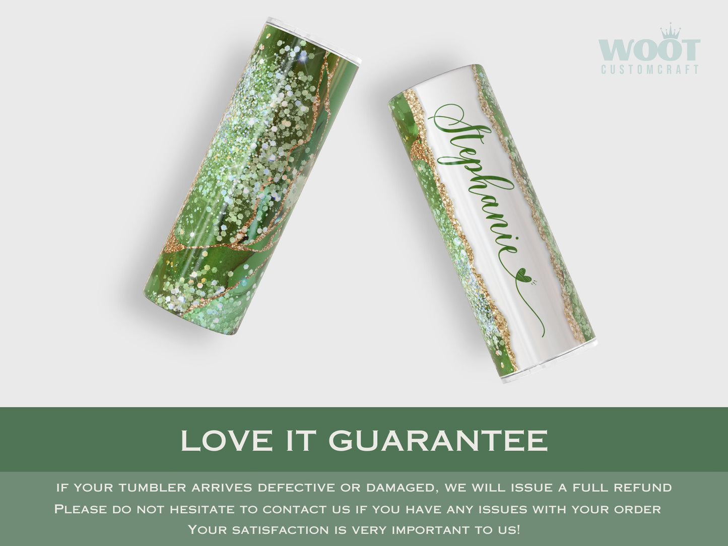 Personalized Green Agate Tumbler - Custom Name Gift for Her or Bridesmaid