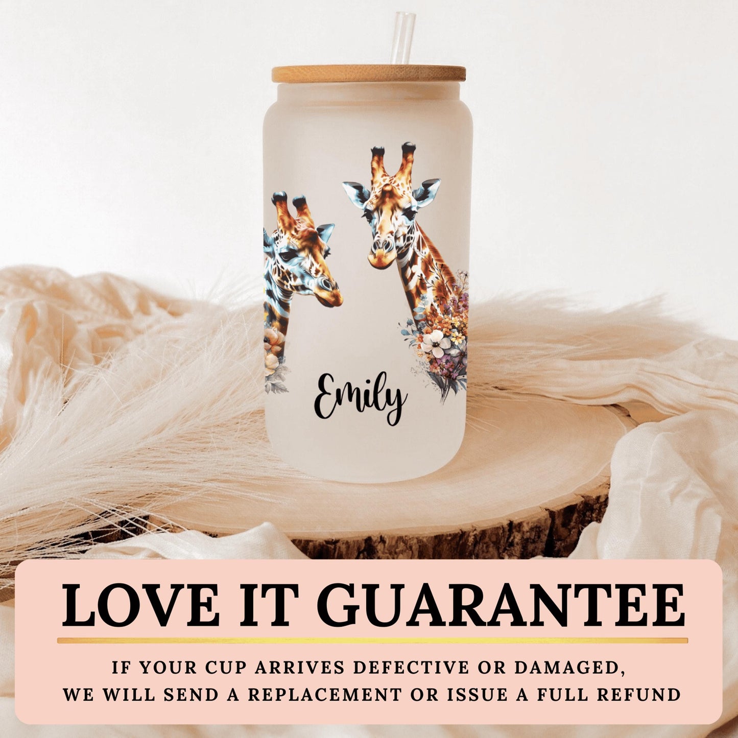 Custom giraffe iced coffee tumbler perfect as a quirky gift for giraffe lovers or a stylish everyday cup