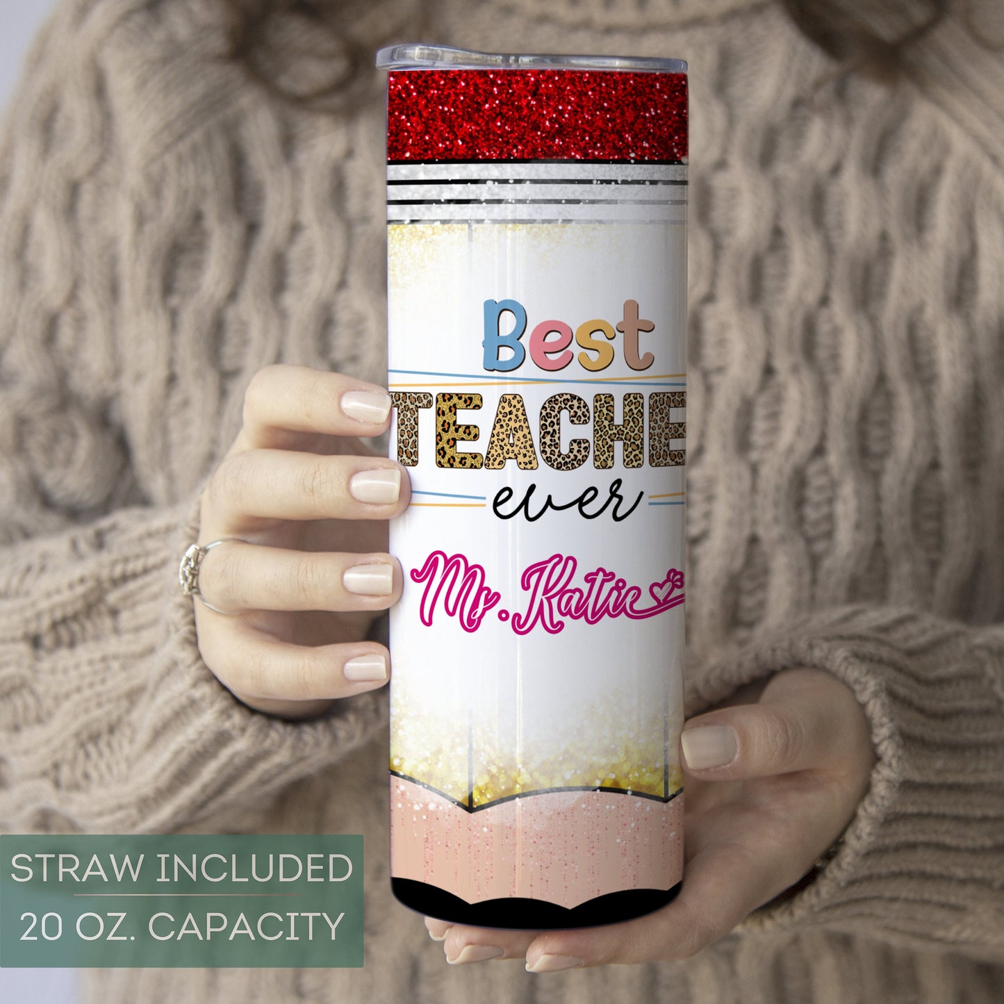 Personalized Best Teacher Tumbler - Custom Teacher Appreciation Gift