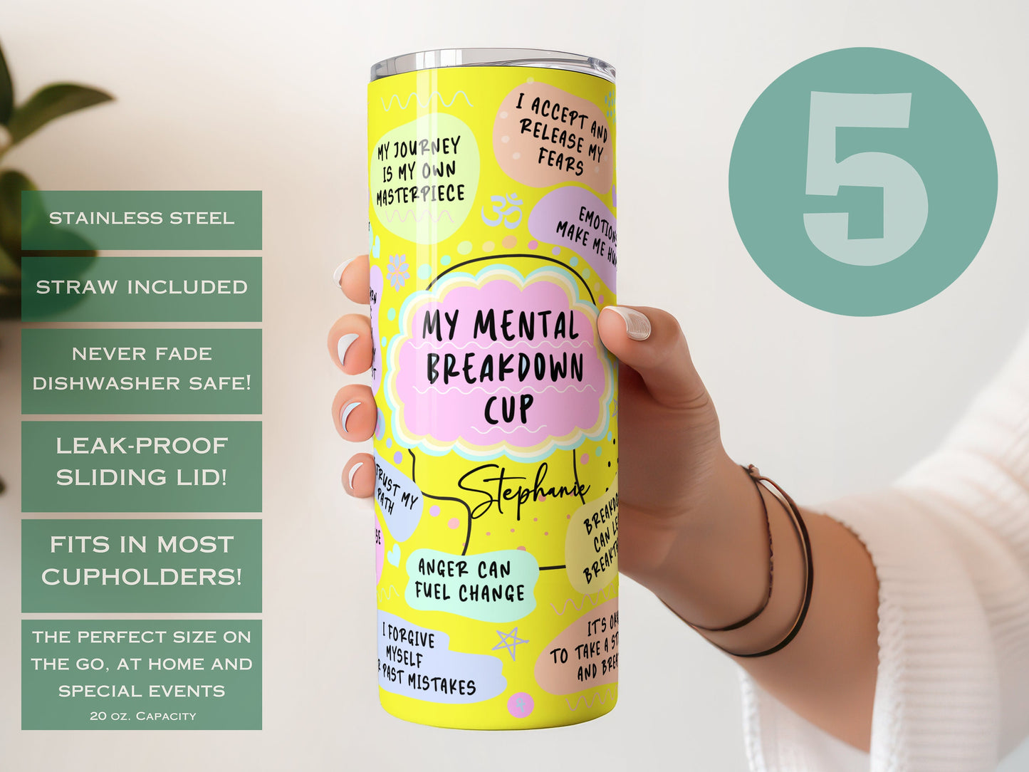 Custom Affirmation Tumbler - Inspirational Gift for Mental Health Support