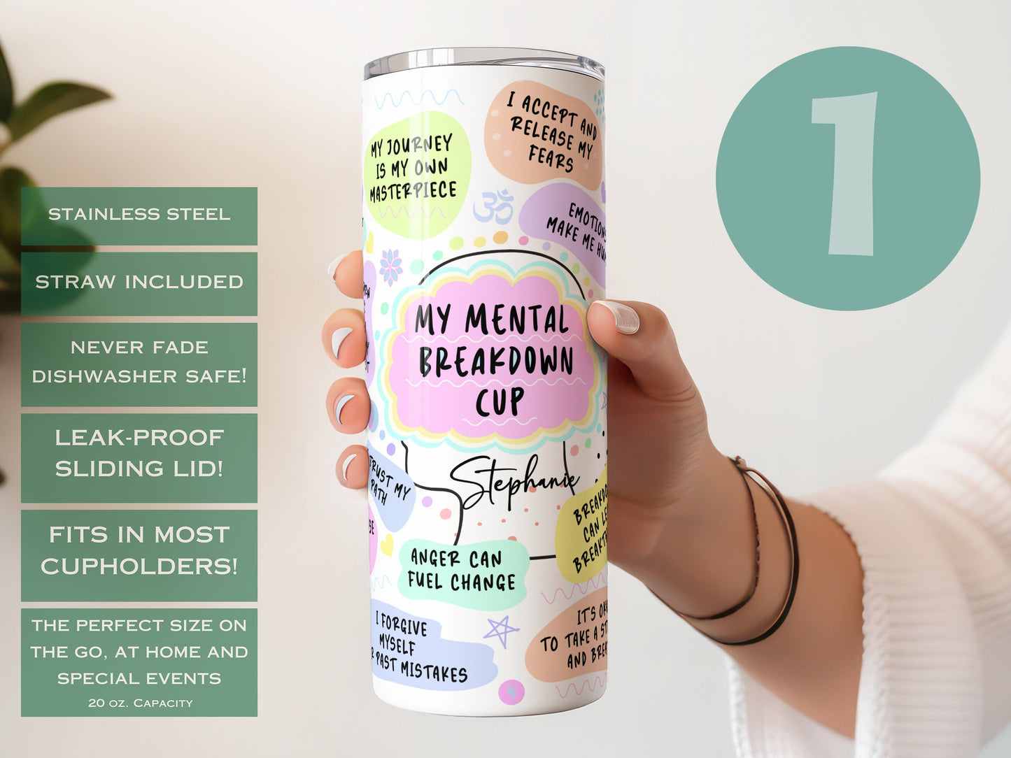 Custom Affirmation Tumbler - Inspirational Gift for Mental Health Support