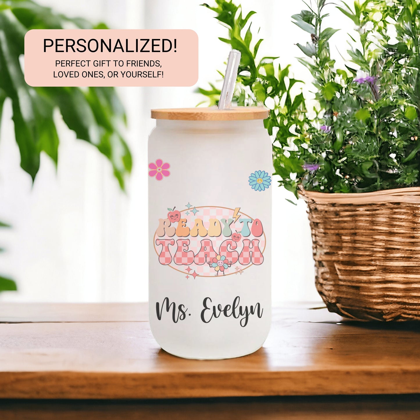 Personalized Teacher Frosted Tumbler - Custom Iced Coffee Cup for Educators
