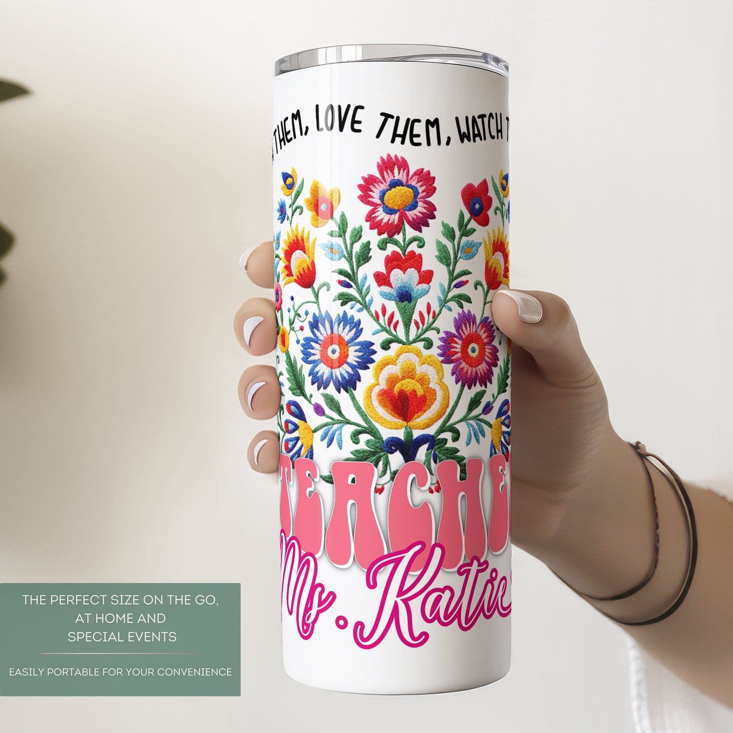 Personalized Wildflower Teacher Tumbler - Floral Gift for Teacher Appreciation