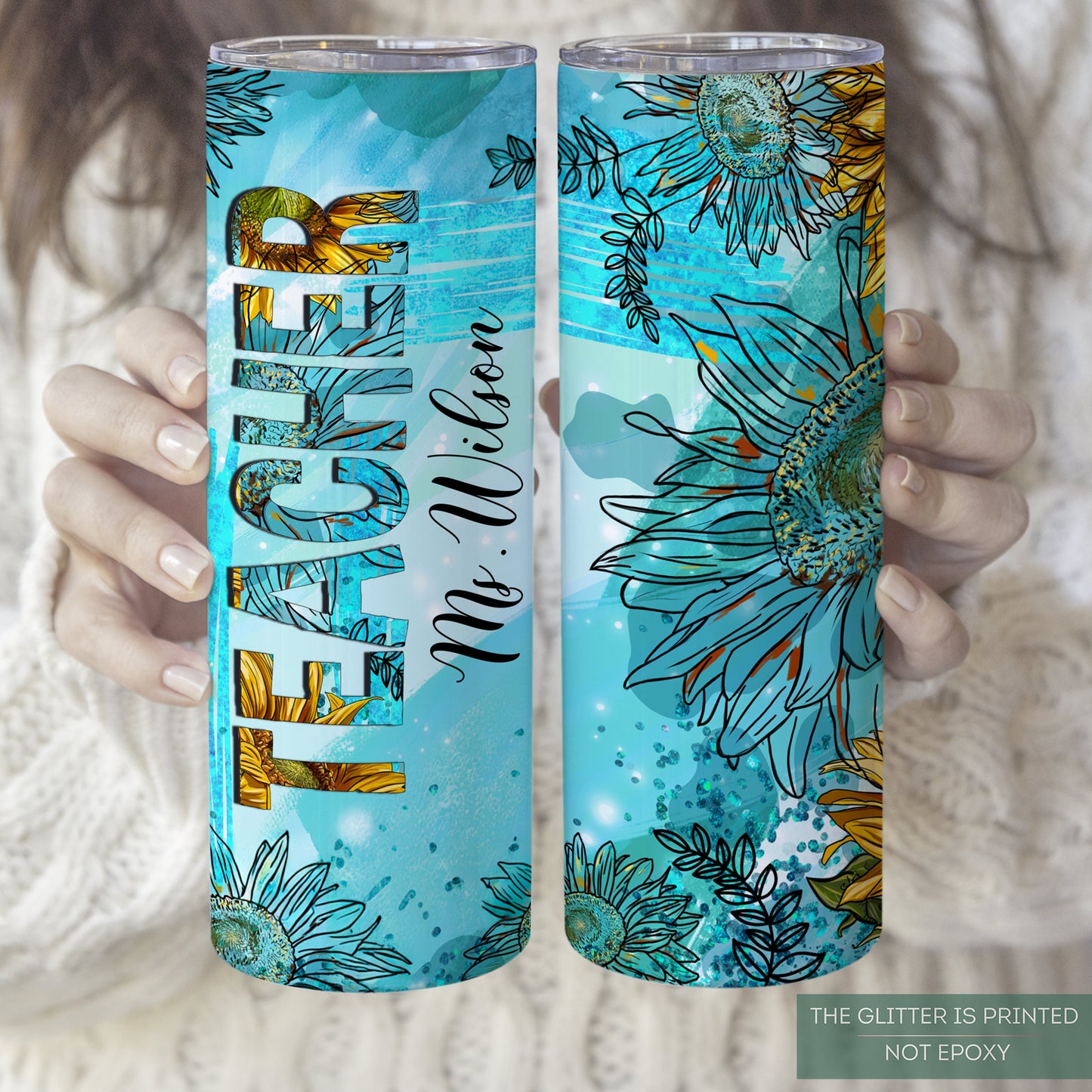Custom Sunflower Teacher Tumbler - Back to School Appreciation Gift