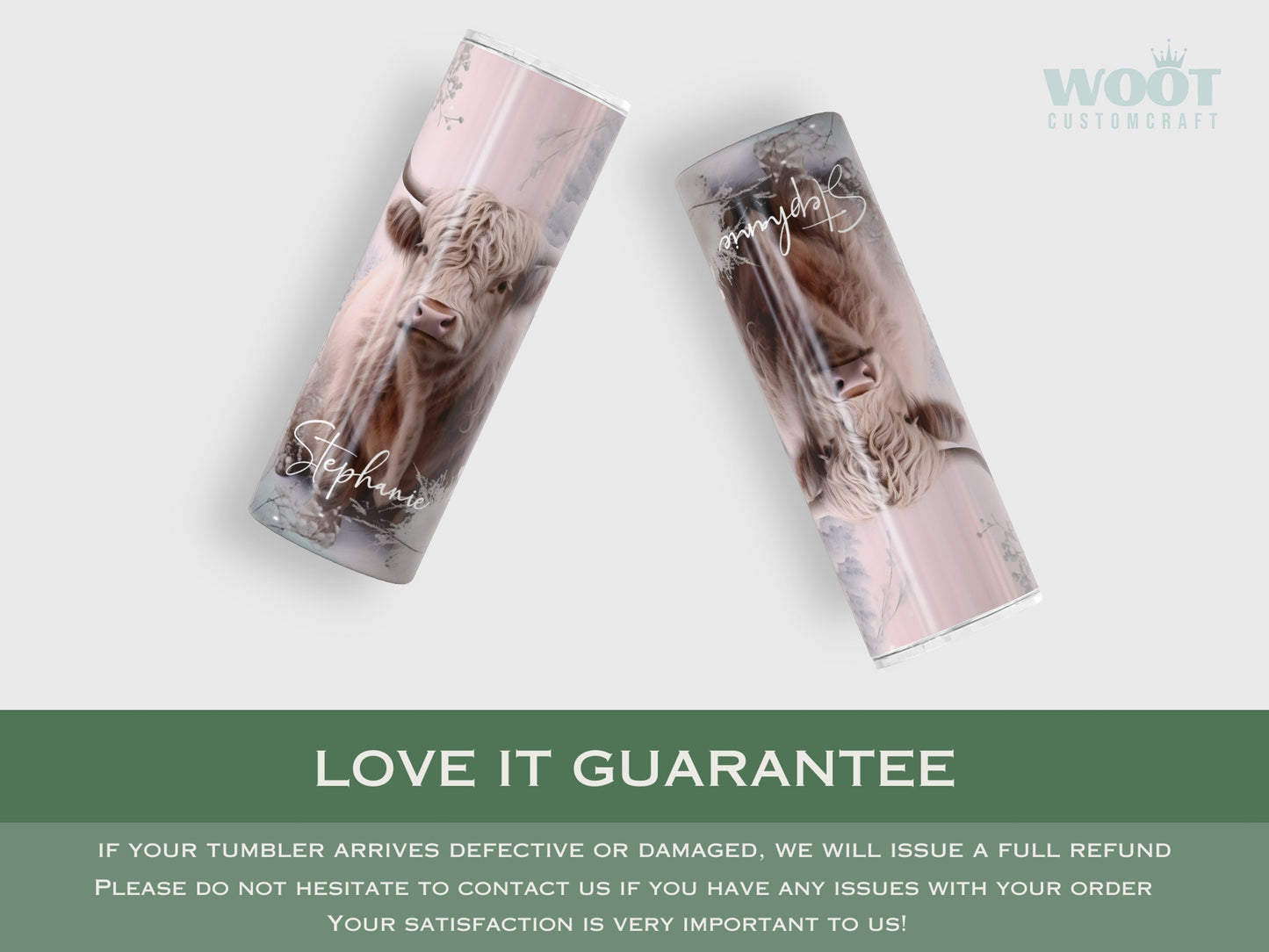 Personalized Winter Highland Cow Tumbler - Christmas Gift for Cow Lovers
