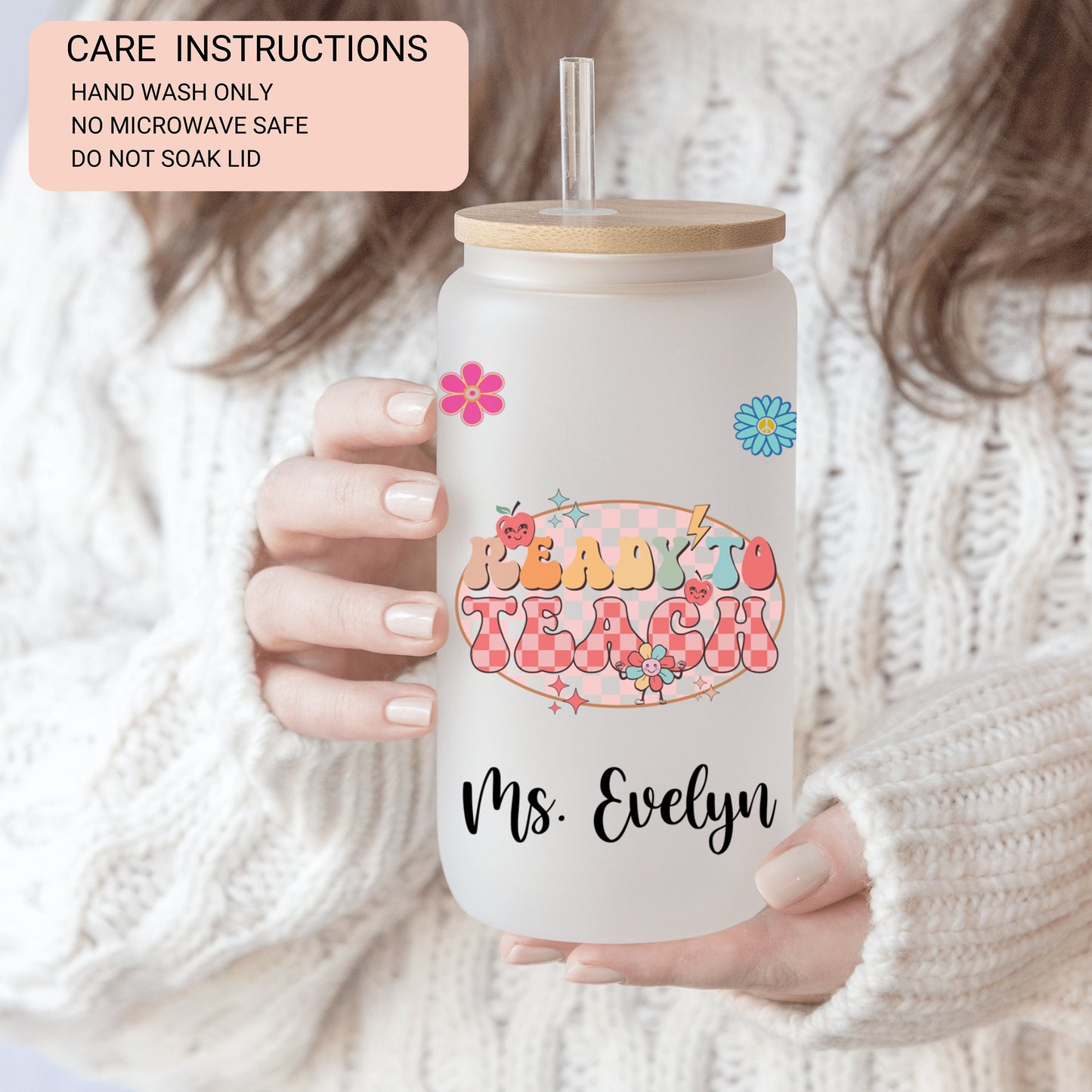 Personalized Teacher Frosted Tumbler - Custom Iced Coffee Cup for Educators