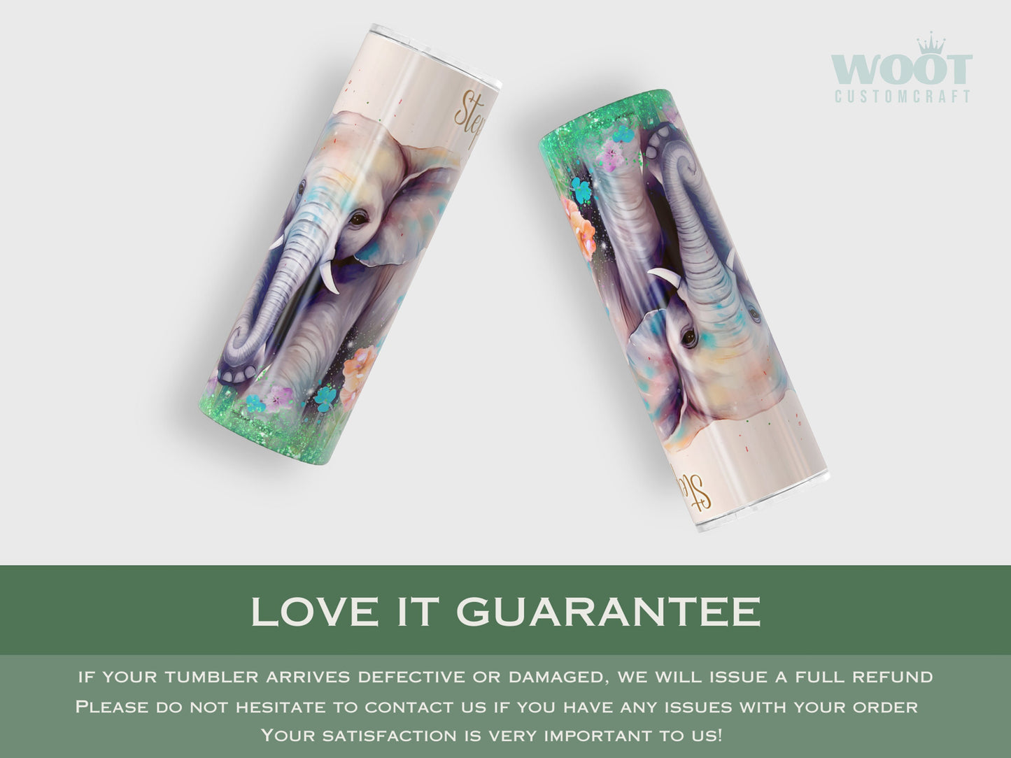 Personalized Floral Elephant Tumbler - Cute Gift for Elephant Lovers