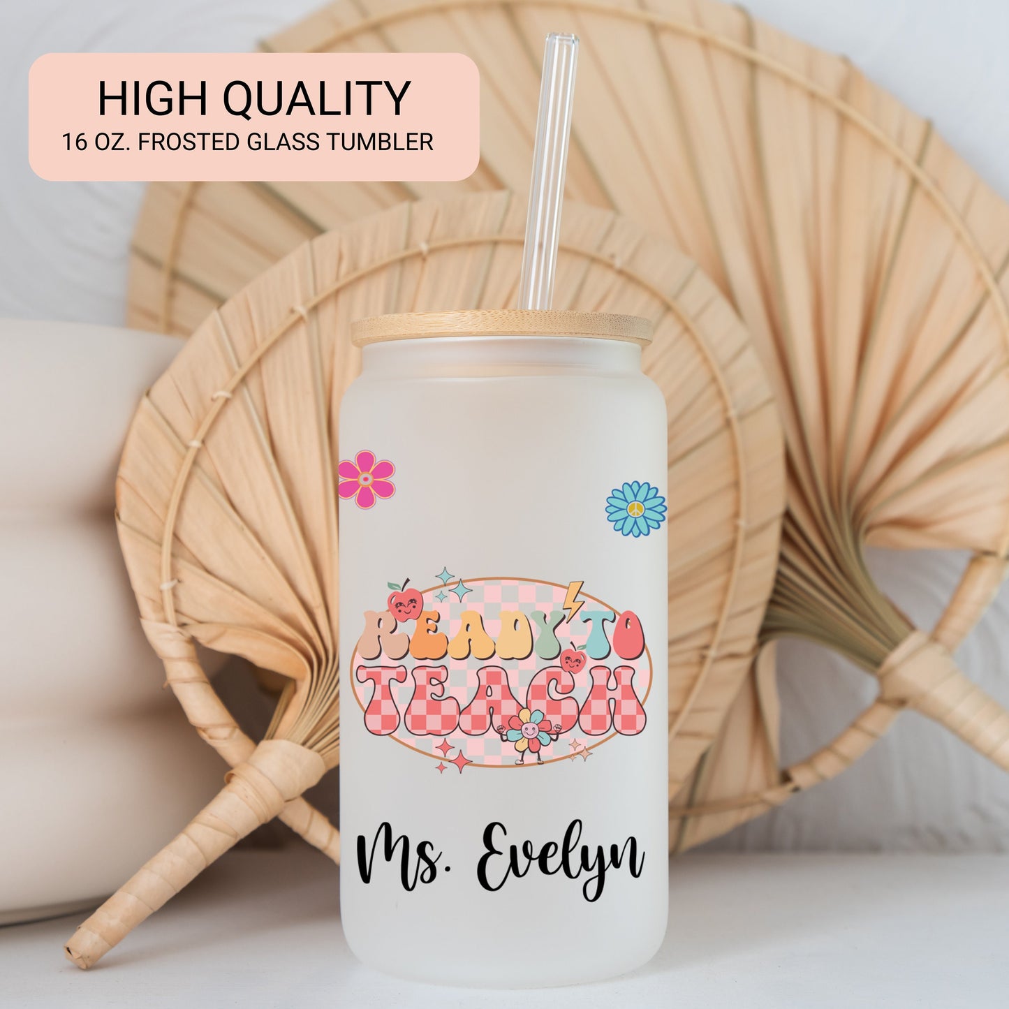 Personalized Teacher Frosted Tumbler - Custom Iced Coffee Cup for Educators