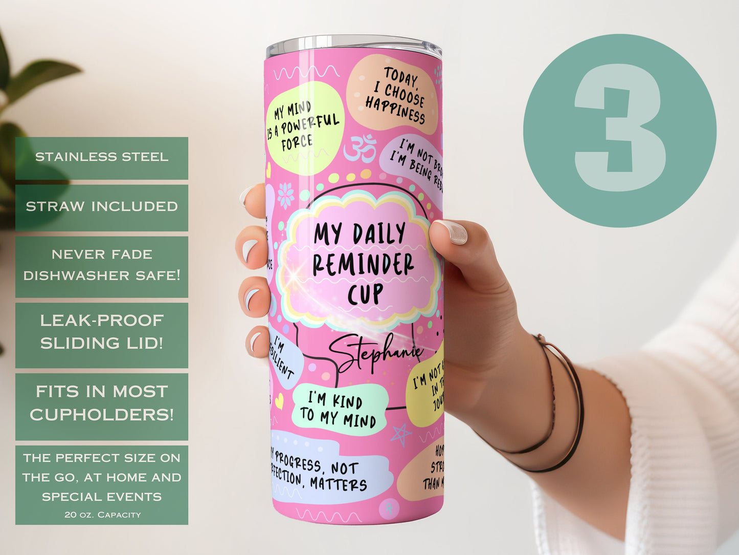 Custom Daily Reminder Tumbler - Inspirational Affirmation Cup for Motivation & Positivity