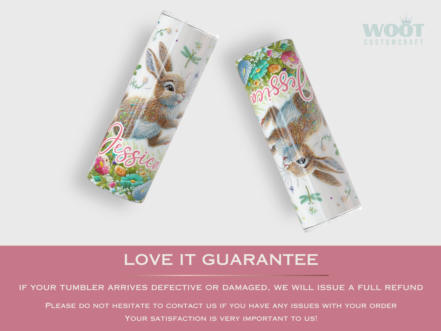 Personalized Rabbit Tumbler - Floral Easter Gift for Rabbit Lovers