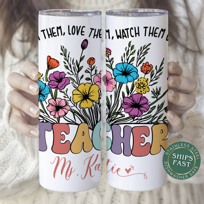 Personalized Floral Wildflower Tumbler - Teacher Appreciation Gift