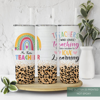 Personalized Rainbow Teacher Tumbler - Unique Teacher Appreciation Gift & Travel Cup
