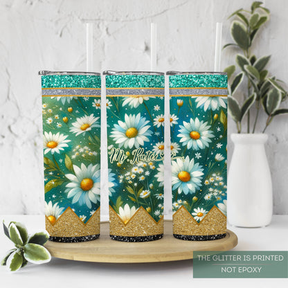Personalized Teacher Tumbler - Daisy Design for Back to School Appreciation Gift