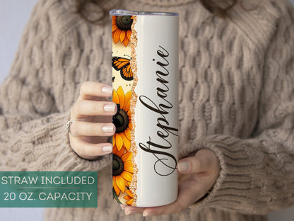Personalized Sunflower Tumbler - Custom Floral Gift for Sunflower Lovers