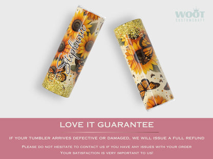 Personalized Sunflower Tumbler - Custom Floral Gift for Women and Sunflower Lovers