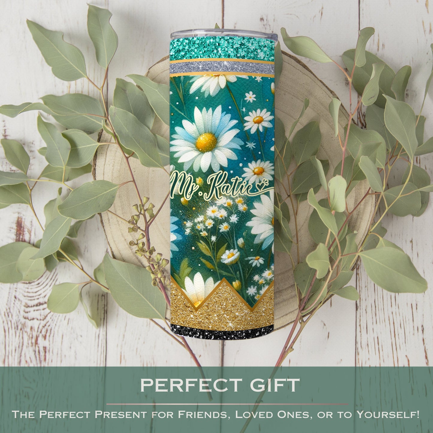 Personalized Teacher Tumbler - Daisy Design for Back to School Appreciation Gift