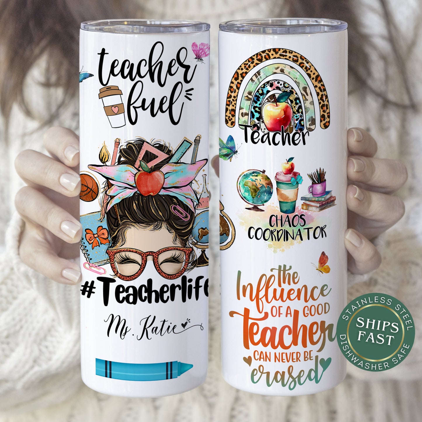 Personalized Teacher Life Tumbler - Custom Teacher Fuel Appreciation Gift