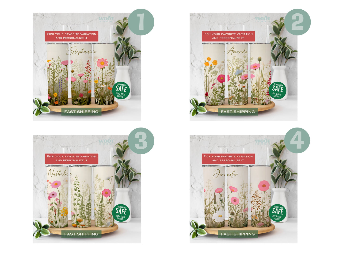 Floral Tumbler Personalized, Floral Tumbler Gift For Her, Floral Name Tumbler, Wildflower Tumbler Gift For Women, Custom Name Floral Tumbler