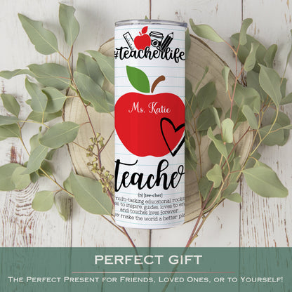 Personalized Teacher Life Tumbler - Custom Name and Facts for Teacher Appreciation
