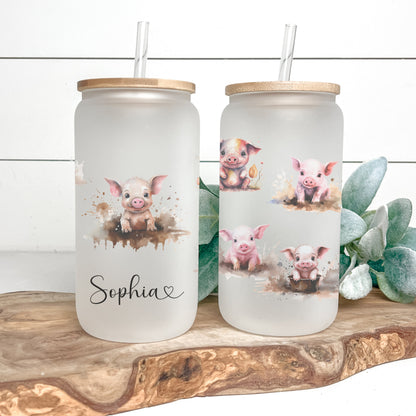 Pig Glass Cup Custom Pig Frosted Glass Cup