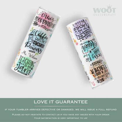 Personalized Teacher Tumbler - Chaos Coordinator Affirmation Appreciation Gift