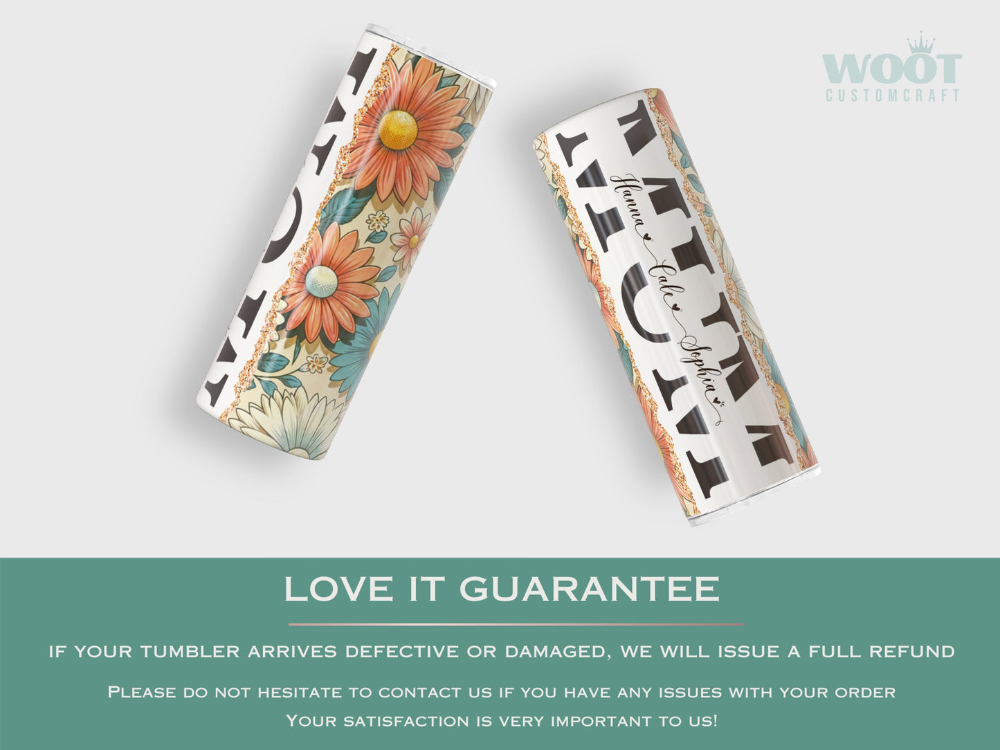 Personalized Retro Flower Tumbler - Custom Mum Gift with Kids' Names for Mothers Day