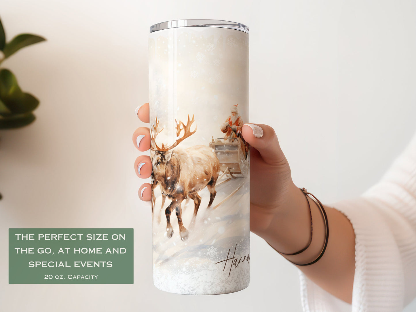 Personalized Christmas Reindeer Tumbler - Festive Winter Gift for Her