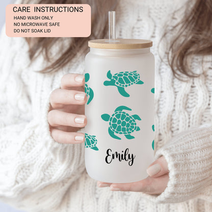 Personalized Sea Turtle Coffee Tumbler - Custom Iced Coffee Cup | Unique Gift for Turtle Lovers