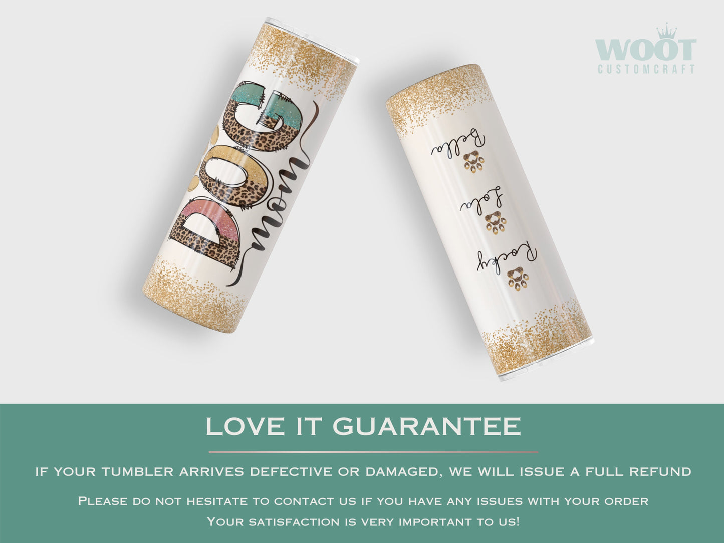 Personalized Dog Mom Travel Mug - Cheetah Print Tumbler for Dog Lovers