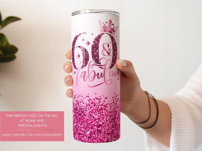 Personalized 60th Birthday Tumbler - Custom Happy 60th Gift for Her