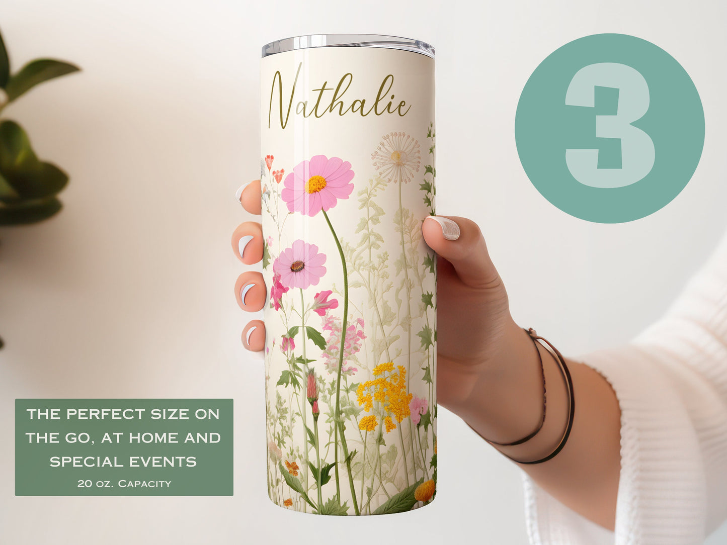 Floral Tumbler Personalized, Floral Tumbler Gift For Her, Floral Name Tumbler, Wildflower Tumbler Gift For Women, Custom Name Floral Tumbler