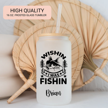 Personalized Fishing Frosted Tumbler - Don't Be a Dumb Bass Iced Coffee Cup