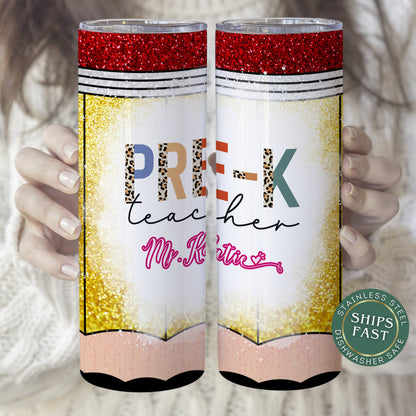 Personalized Pre-K Teacher Tumbler - Custom Gift for Preschool Educators