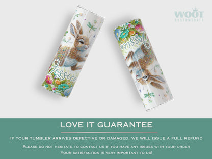 Personalized Rabbit Tumbler - Floral Gift for Rabbit Lovers and Easter
