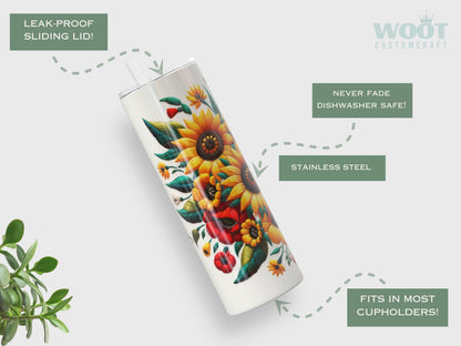 Personalized Sunflower Tumbler - Custom Gift for Sunflower Lovers