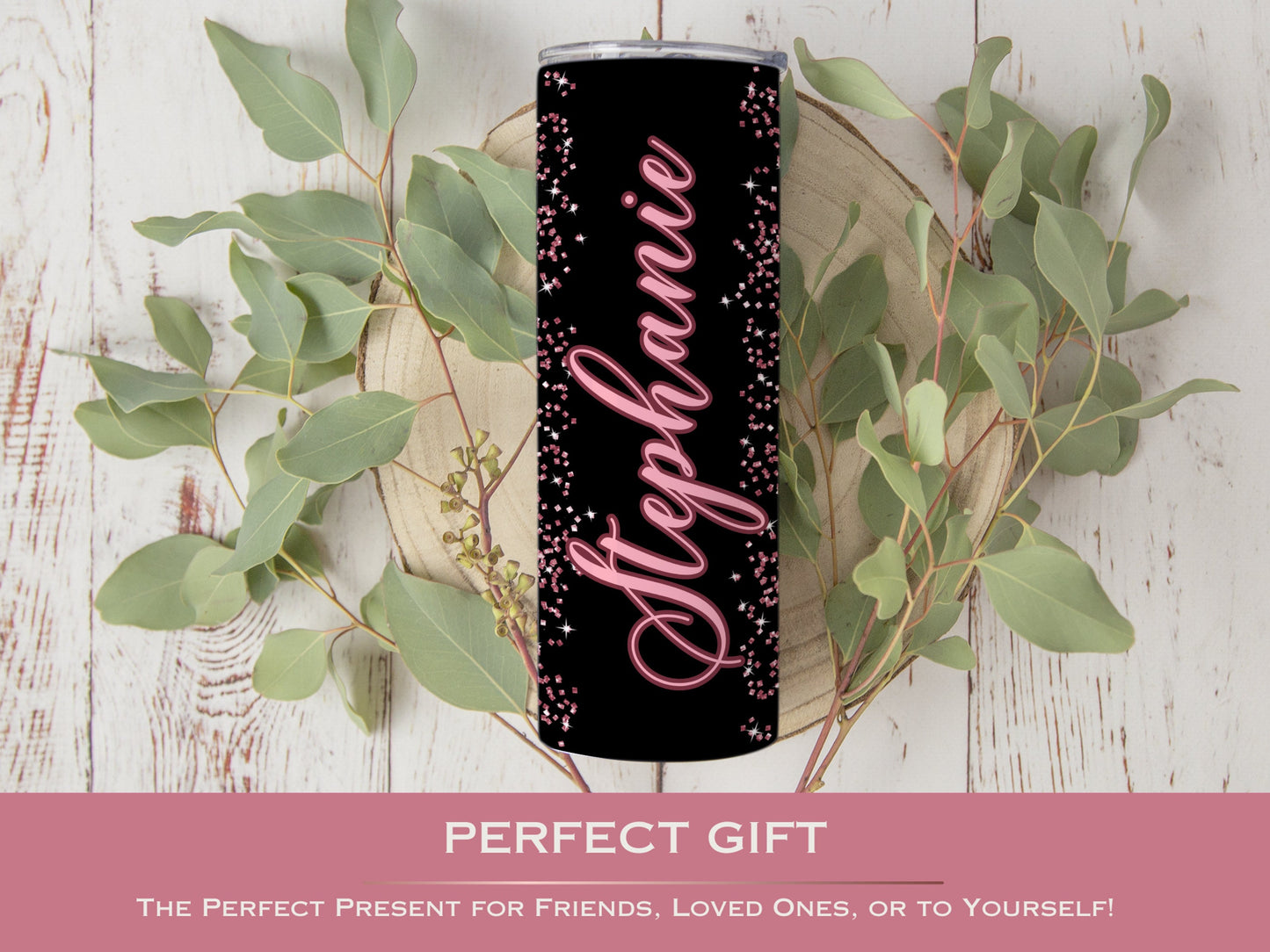 Rose Gold Ombre Glitter Tumbler - Sparkling Gift for Her or Mom