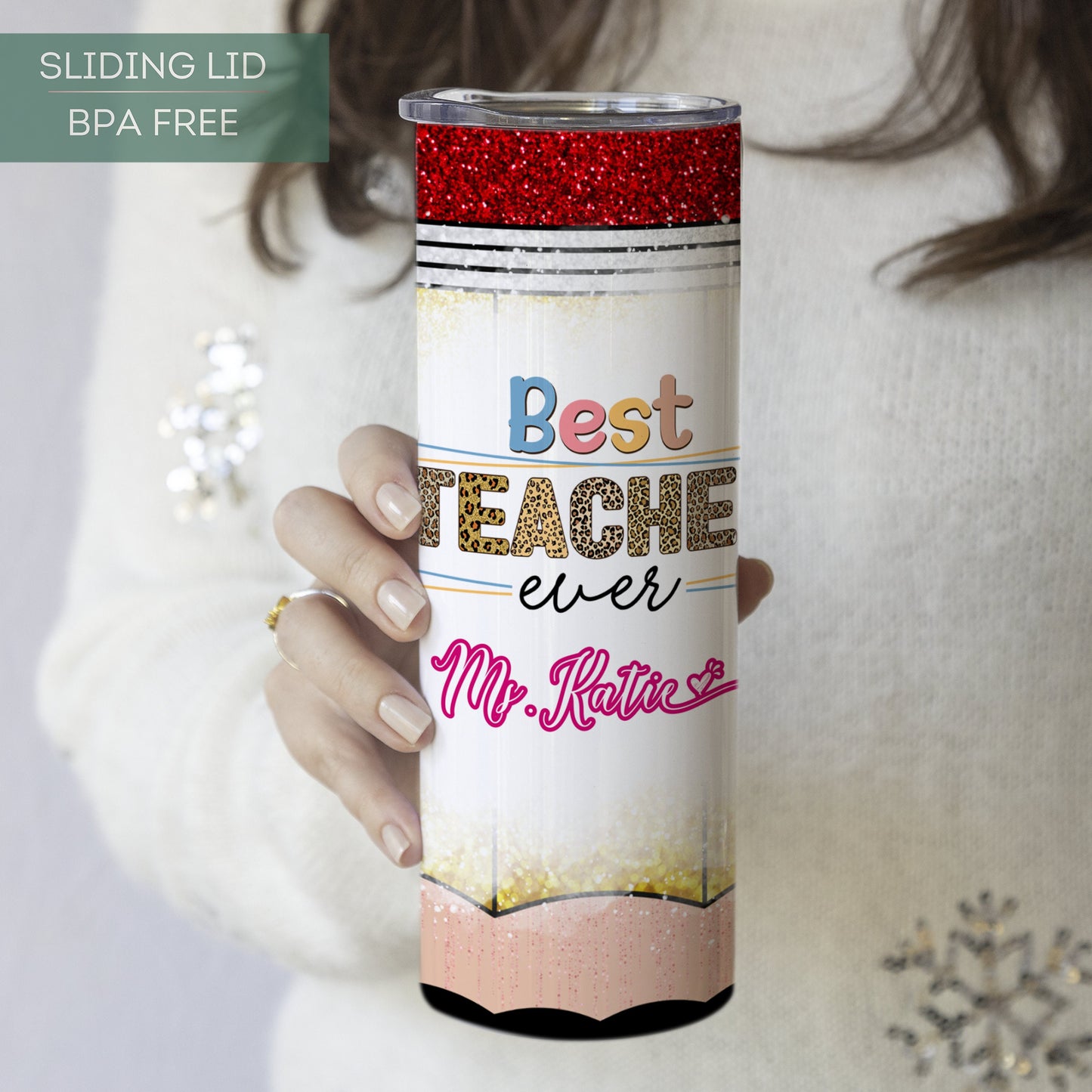 Personalized Best Teacher Tumbler - Custom Teacher Appreciation Gift